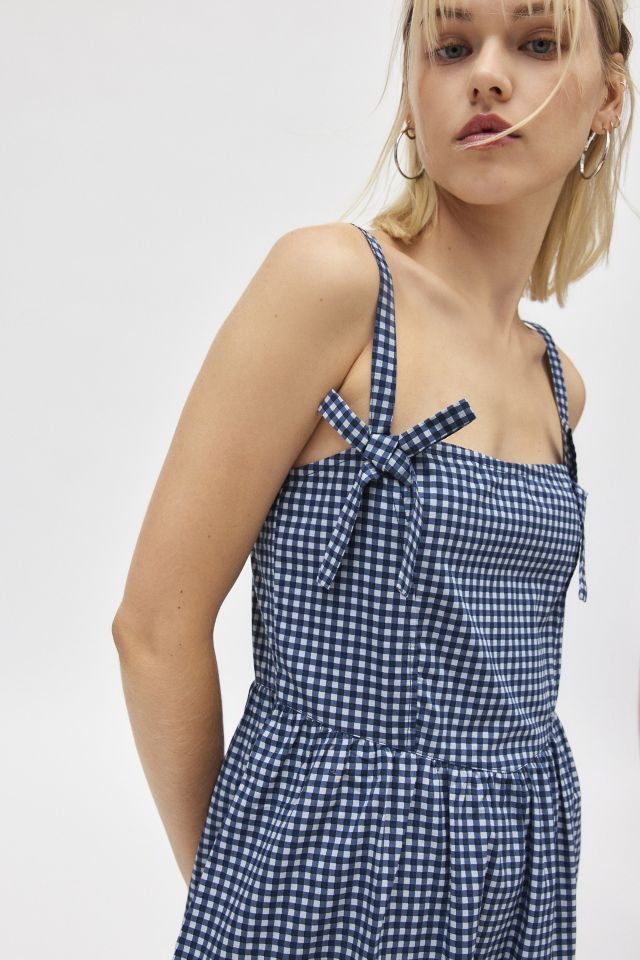 Motel Sloane Gingham Bow Detail Midi Dress #1