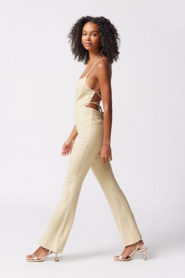 Chandler Linen Strappy-Back Jumpsuit #3