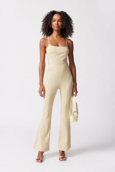 Chandler Linen Strappy-Back Jumpsuit