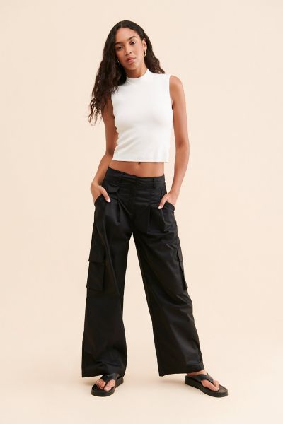 Moon River Wide Leg Pleated Cargo Trousers Product Page