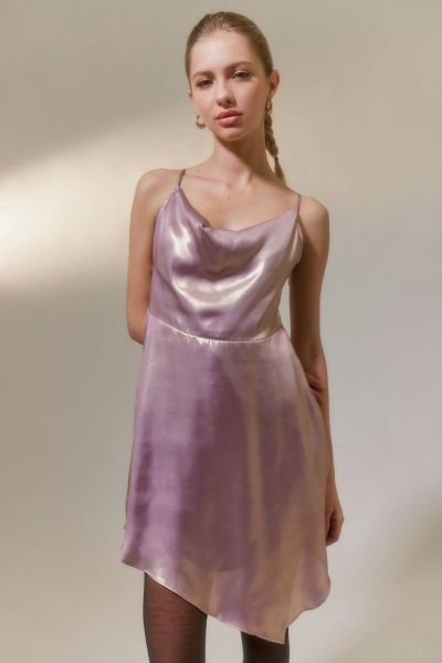 Mallory Metallic Asymmetrical Slip Dress | Urban Outfitters