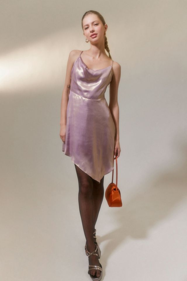 Mallory Metallic Asymmetrical Slip Dress | Urban Outfitters