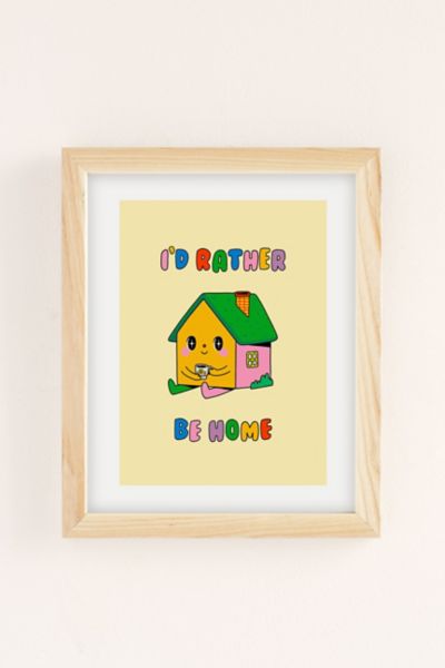 Urban Outfitters Danny Brito I'd Be Rather Be Home Art Print In Natural Wood Frame At