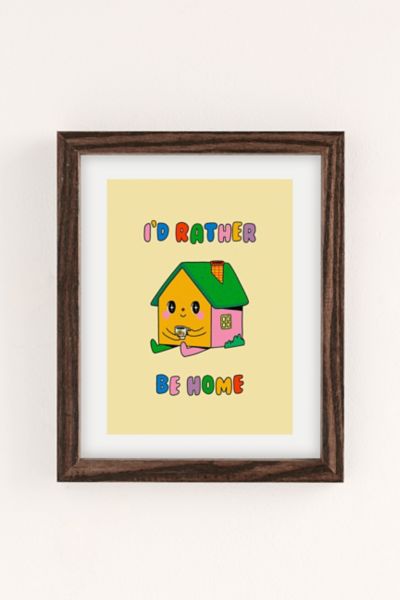 Urban Outfitters Danny Brito I'd Be Rather Be Home Art Print In Walnut Wood Frame At