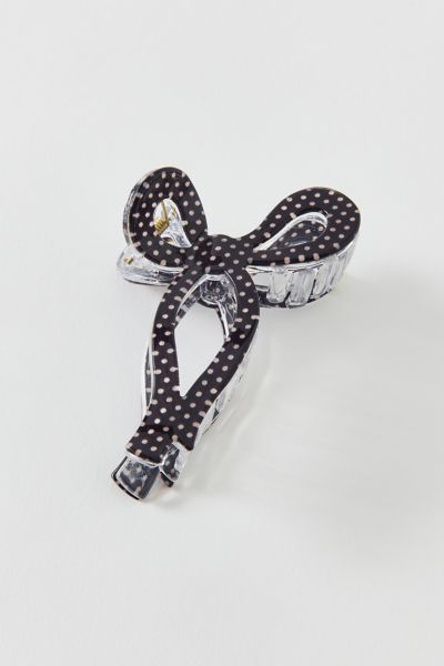 Urban Outfitters Resin Draped Bow Claw Clip In Black/white Polka Dot, Women's At  In Multi