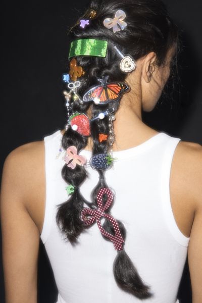 Urban Outfitters Resin Draped Bow Claw Clip In Pom Polka Dot, Women's At