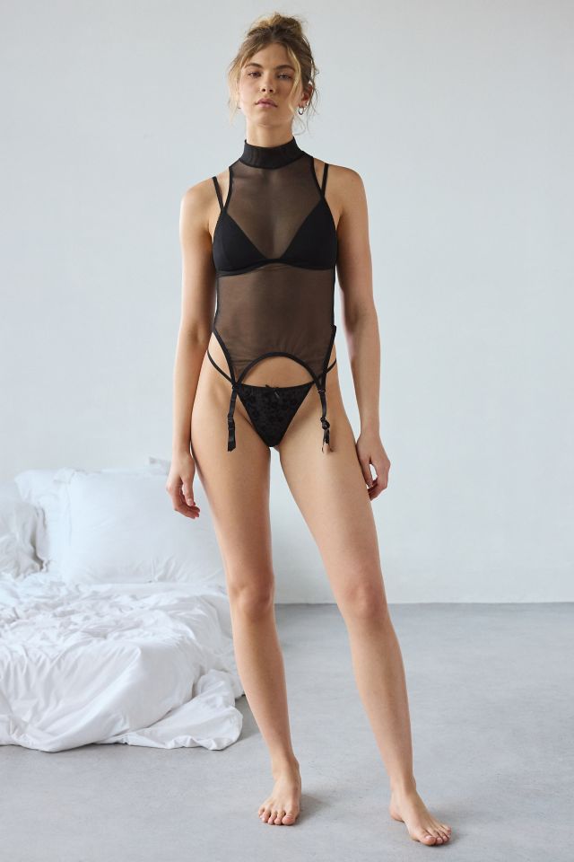 Only Hearts Grace Mockneck Sheer Mesh Garter Tank Top #2