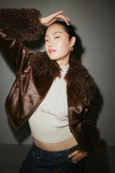 ジャケット・アウター coor Curly Fake Fur Crop Jumper (Brown) coor Curly Fake Fur Crop Jumper (Brown) - メルカリ