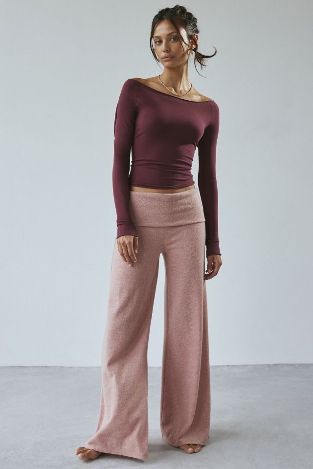 Out From Under Cropped Cotton Compression Boatneck Long Sleeve Top #1