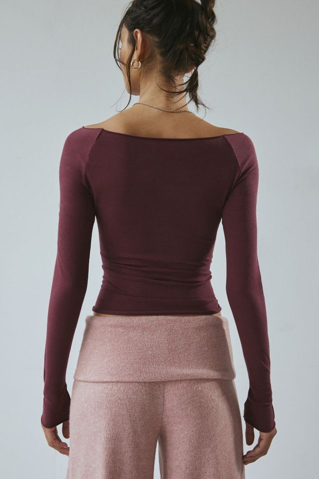 Out From Under Cropped Cotton Compression Boatneck Long Sleeve Top #3