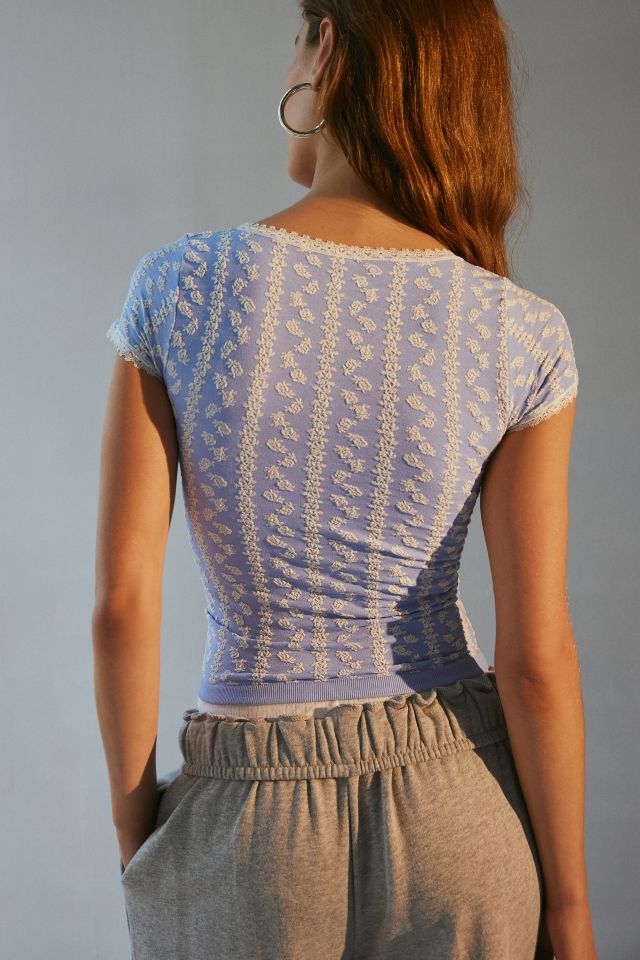 Out From Under Lace Trim Square Neck Tee #3