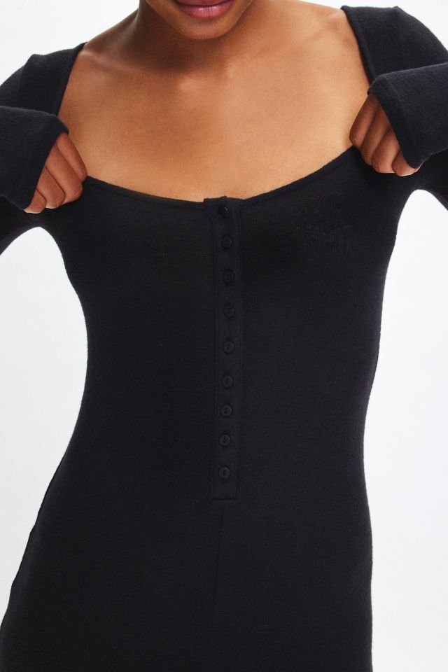 Out From Under Lounge Around Knit Henley Romper #1