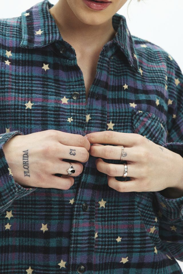 BDG Dani Embroidered Oversized Flannel Shirt #2