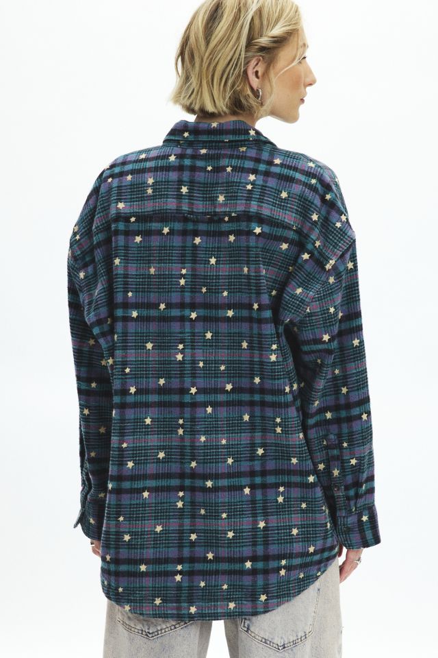 BDG Dani Embroidered Oversized Flannel Shirt #3
