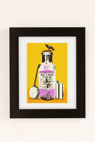 Urban Outfitters Showdeer Music Is Medicine Art Print In Black Matte Frame At