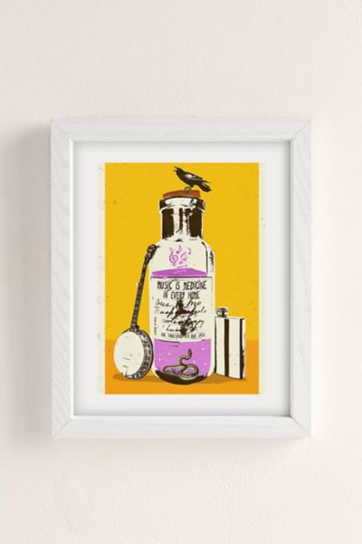 Urban Outfitters Showdeer Music Is Medicine Art Print In White Wood Frame At
