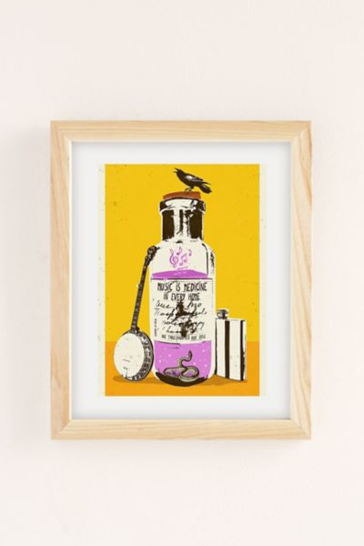 Urban Outfitters Showdeer Music Is Medicine Art Print In Natural Wood Frame At