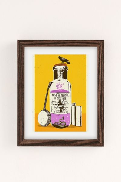 Urban Outfitters Showdeer Music Is Medicine Art Print In Walnut Wood Frame At