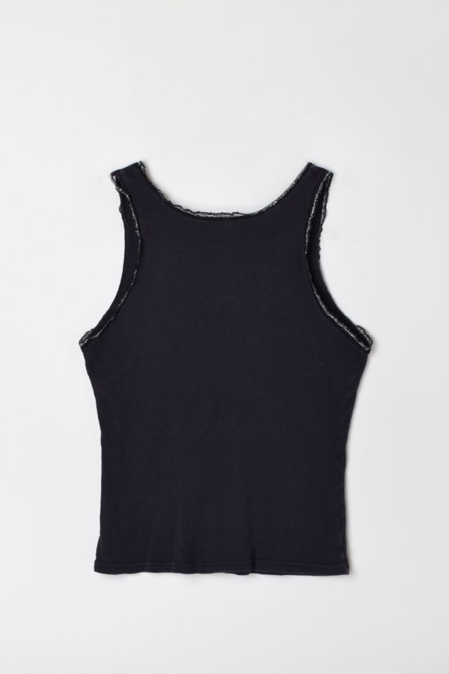 Vintage Y2k Black Metallic Ribbed Tank Top | Urban Outfitters