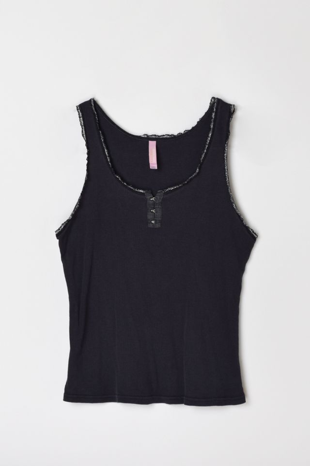 Vintage Y2k Black Metallic Ribbed Tank Top | Urban Outfitters