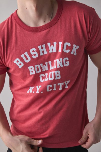 Shop Bdg Varsity Graphic Slim Fit Ringer Tee In Red, Men's At Urban Outfitters