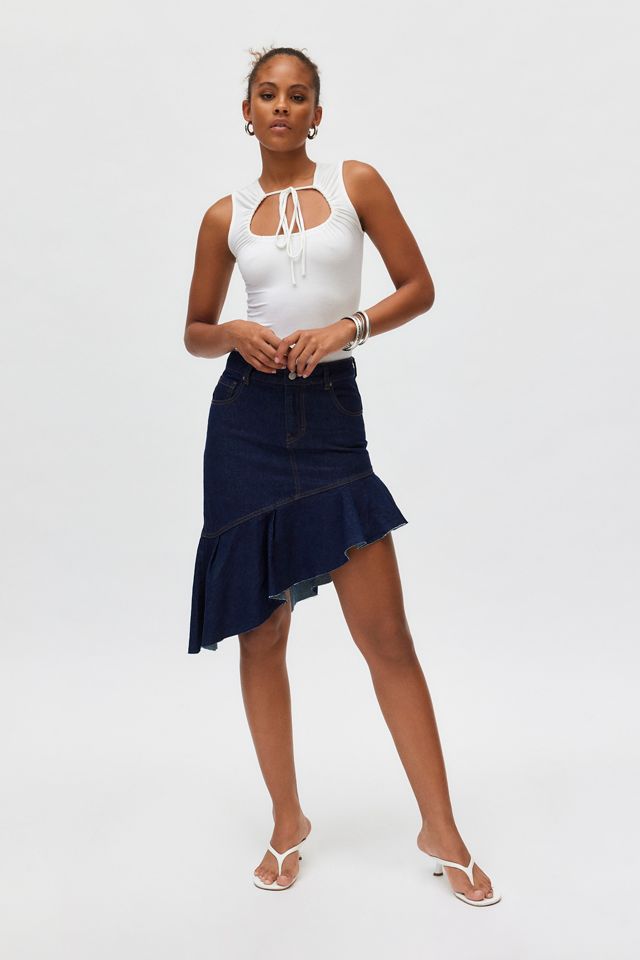 BDG Kiko Asymmetrical Denim Midi Skirt Urban Outfitters