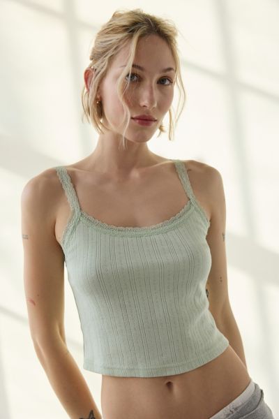 Out From Under Angie Pointelle Cami In Olive, Women's At Urban Outfitters In Olive