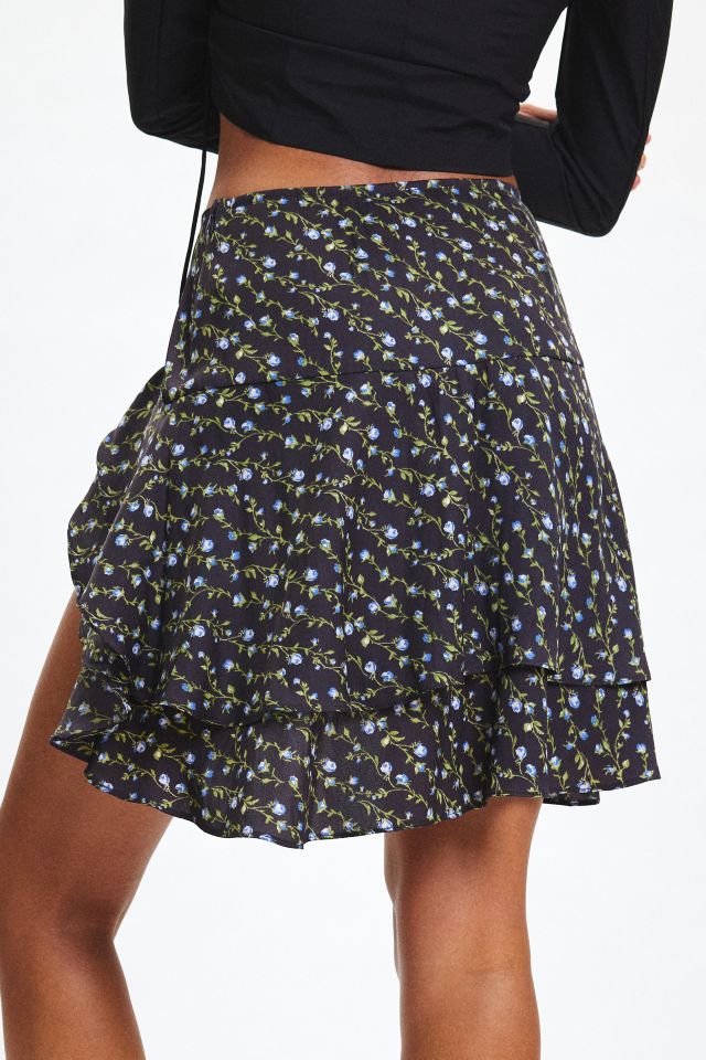 Kimchi Blue Carrie Tiered Ruffle Satin Slip High-Low Skirt #3