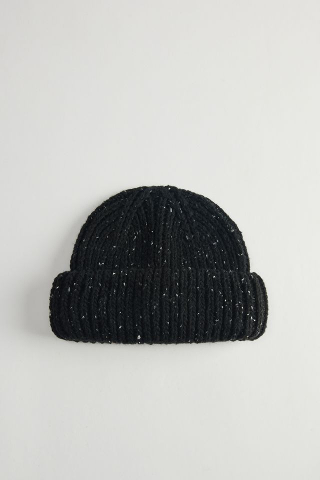 Marled Wool-Blend Short Roll Ribbed Knit Beanie #1