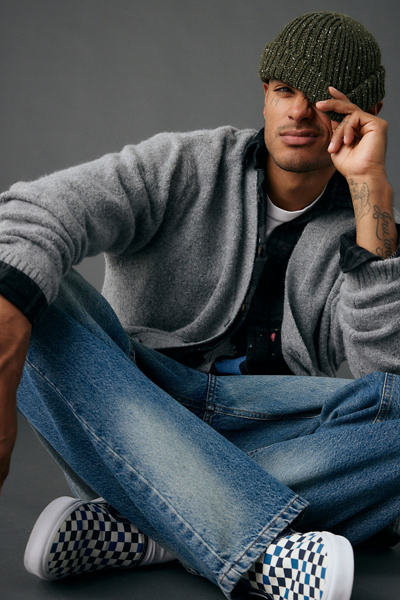 Marled Wool-Blend Short Roll Ribbed Knit Beanie | Urban Outfitters