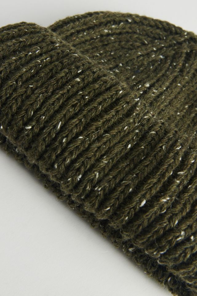 Marled Wool-Blend Short Roll Ribbed Knit Beanie #2