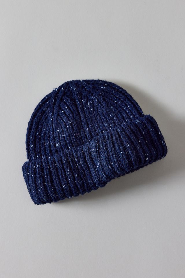Marled Wool-Blend Short Roll Ribbed Knit Beanie #1