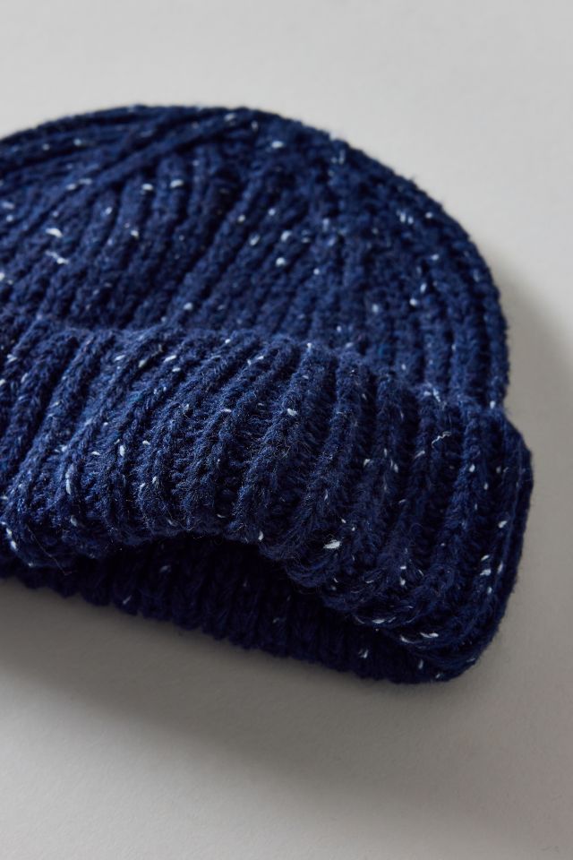 Marled Wool-Blend Short Roll Ribbed Knit Beanie #2