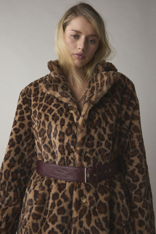 Hosbjerg Rina Leopard Print Faux Fur Coat #1