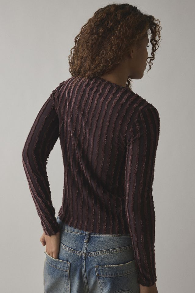 Hosbjerg Roberta Fringe Knit Long Sleeve Top #2