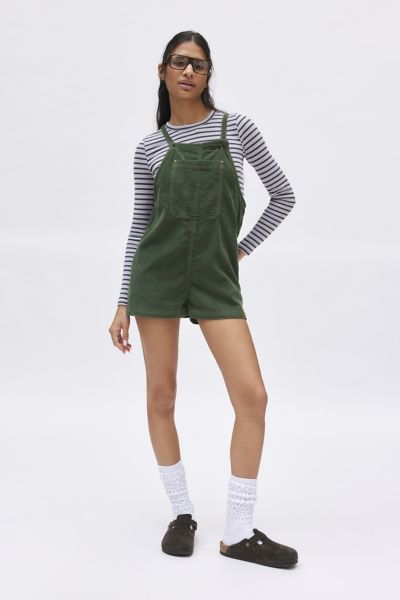 Bdg Maya Corduroy Romper In Olive, Women's At Urban Outfitters In Olive