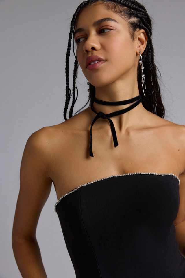 black choker detail bardot bodycon dress Beck