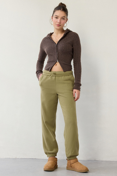 Out From Under Try Me Slim Jogger Sweatpant In Khaki, Women's At Urban Outfitters In Brown