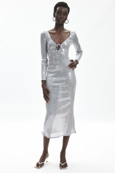 Bardot Verona Sequin Long Sleeve Maxi Dress