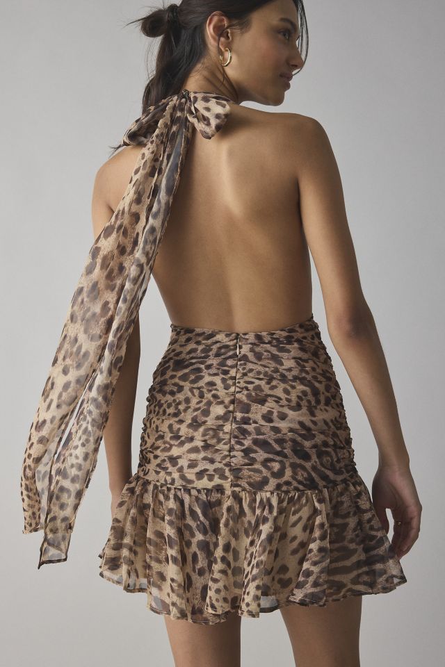 Bardot Mave Leopard Print Halter Neck Mini Dress #1