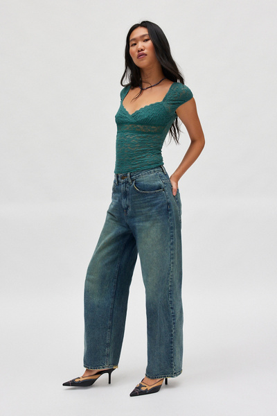 Kimchi Blue Clementine Femme Top In Dark Green, Women's At Urban Outfitters In Multi