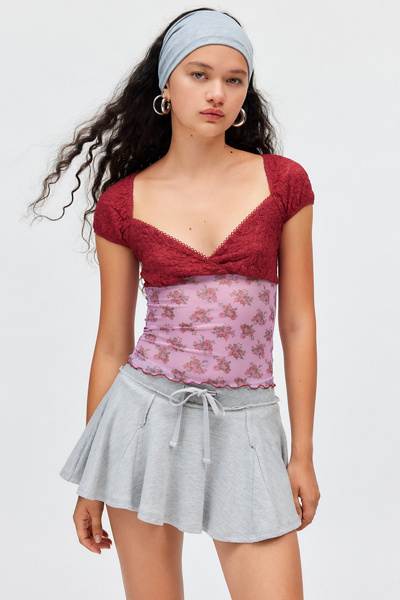 Kimchi Blue Clementine Femme Top In Rose, Women's At Urban Outfitters In Red