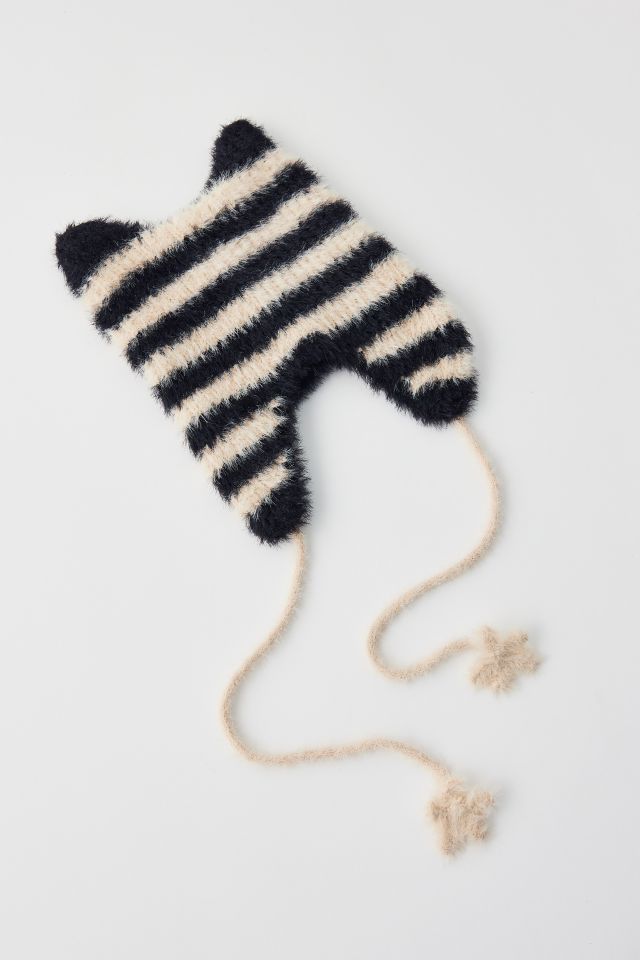 Striped Eyelash Ear Beanie #1