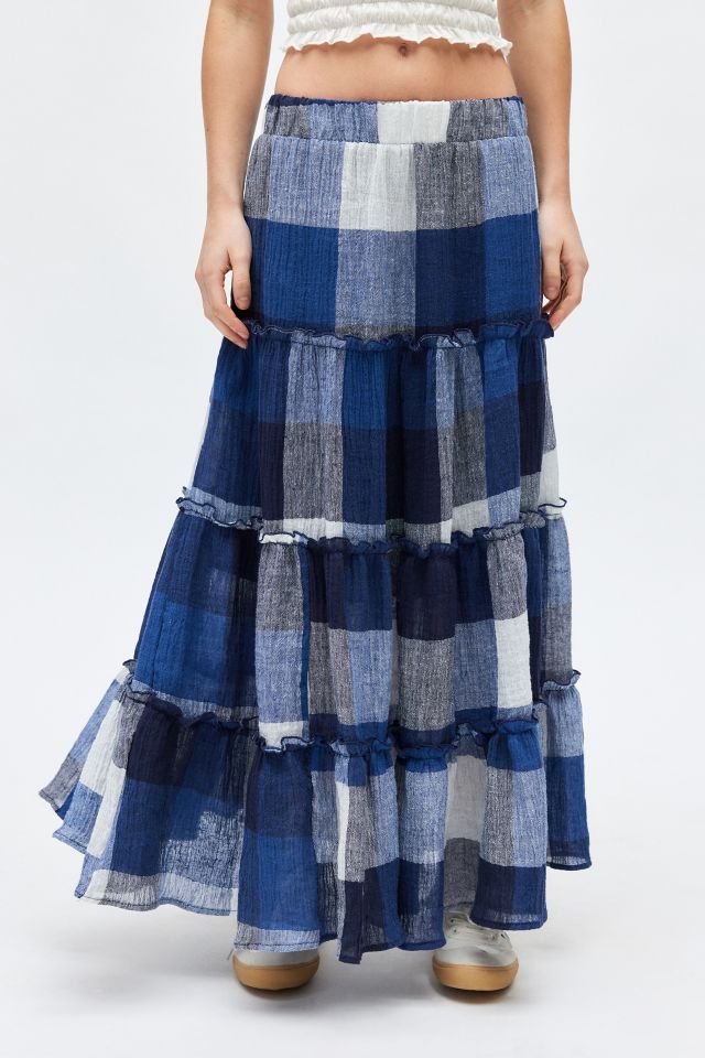 Urban Renewal Remnants Tiered Gingham Maxi Skirt Urban Outfitters Canada