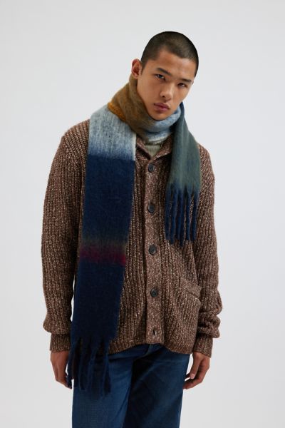 Urban Outfitters Striped Woven Scarf In Navy, Men's At  In Navy