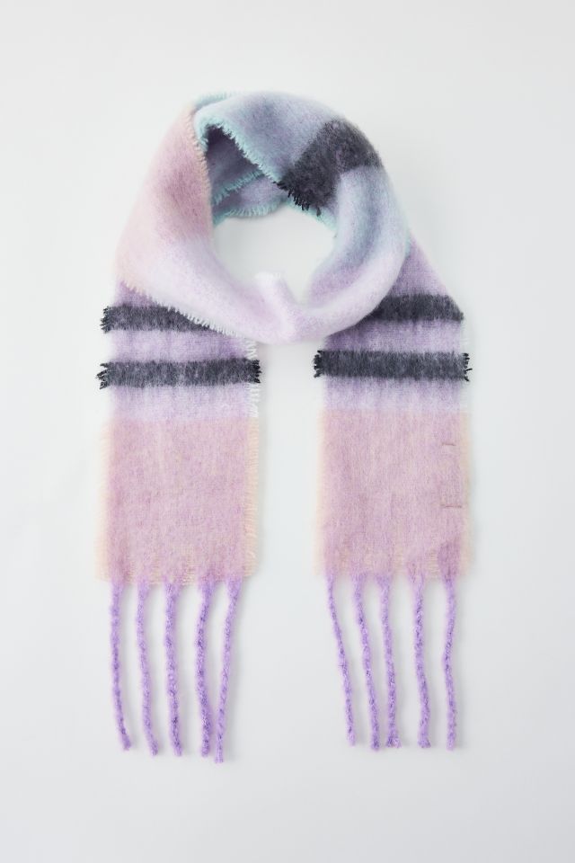 Pink, Purple and Grey Muted Stripes Fluffy fashion Woven Scarf