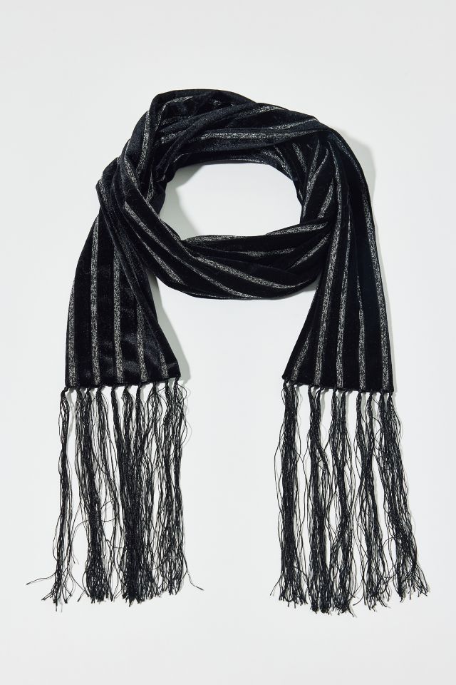 Striped Skinny Velvet Scarf #1