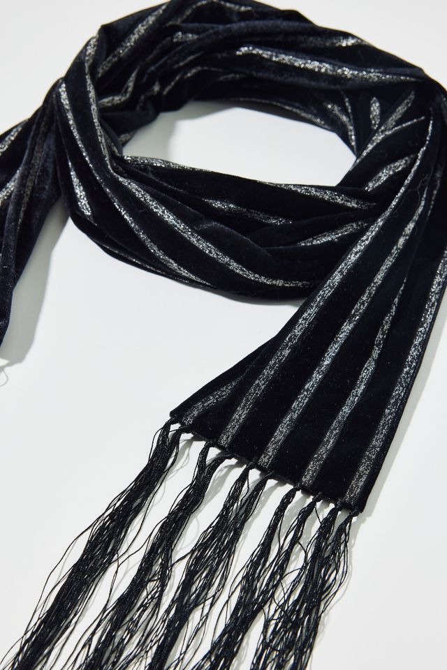 Striped Skinny Velvet Scarf #2