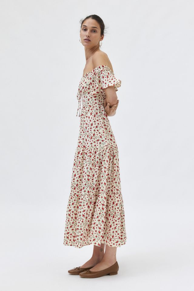 Kiss The Sky Rose Print Cold Shoulder Maxi Dress #2