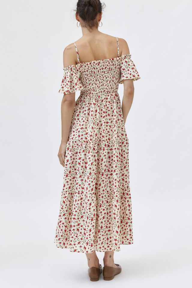 Kiss The Sky Rose Print Cold Shoulder Maxi Dress #3